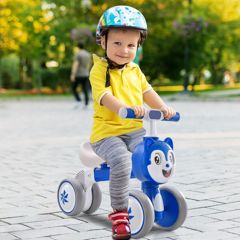 Infant Balance Bike with 4 Wheels No Pedal Design for Early Riding Skills-Blue image number 1