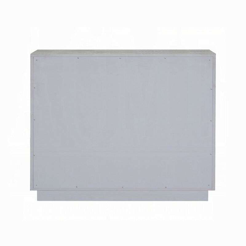 44 Inch Wide Nightstand Dresser with Faux Crocodile Skin, Silver Wood