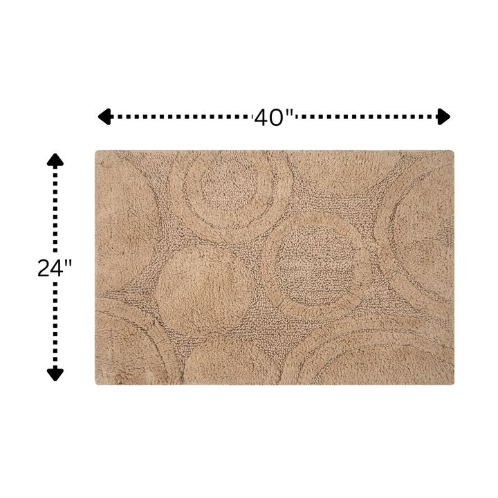 Knightsbridge Orbit Bath Rug Cotton Non Skid Back - 24x40", Natural