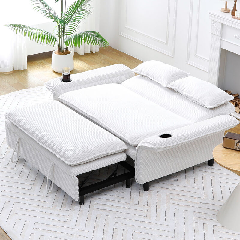 Merax letter striped fabric multi-functional sofa bed image number 3