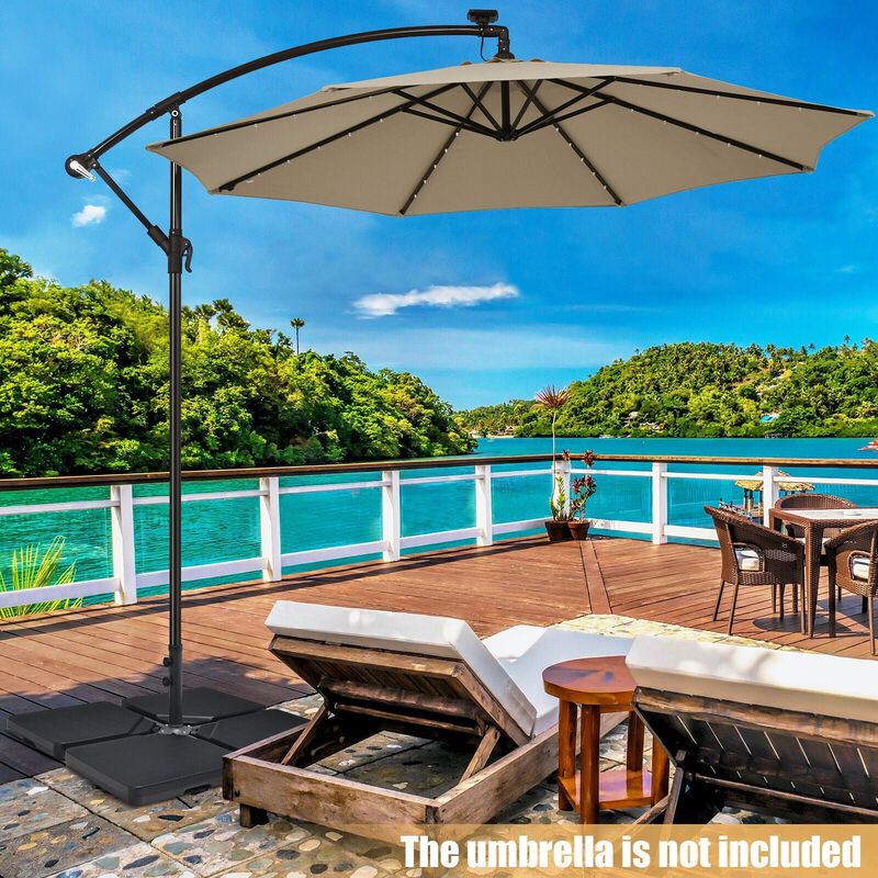 Mondawe 4 Pieces 13L Cantilever Offset Patio Umbrella Base with Easy-Fill Spouts