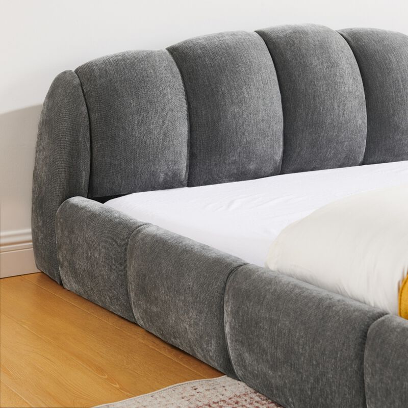 Nefjad Chenille Upholstered Platform Bed Frame image number 3