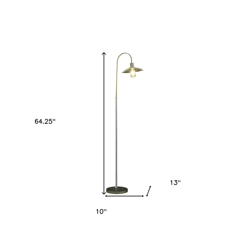 Hivvago 64" Gold And White Arched Floor Lamp With Gold Metal Cage Shade