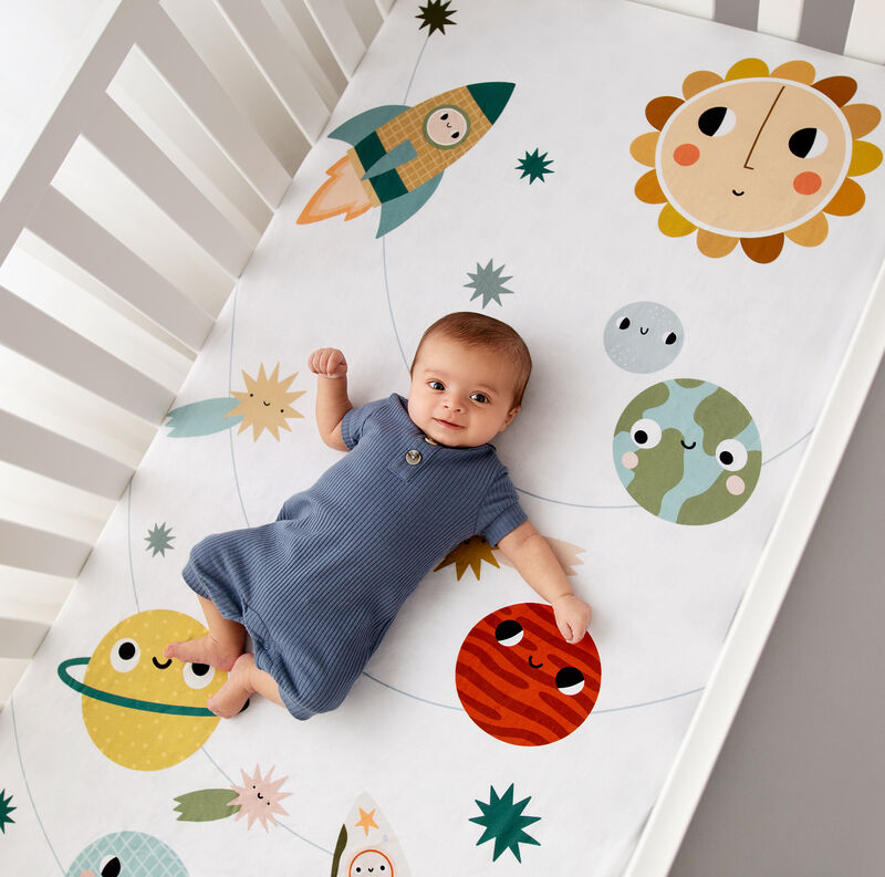 Space Explorer 100% Cotton Fitted Crib Sheet