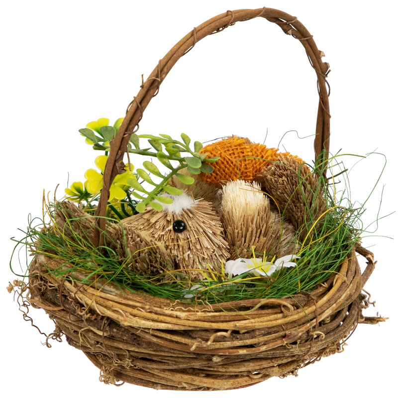 Bunny in Woven Basket Easter Decoration - 6.5"