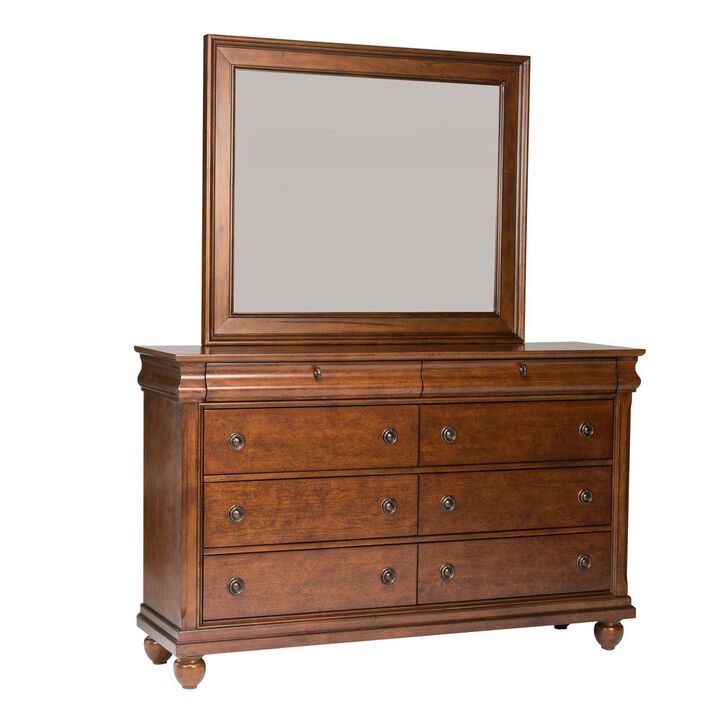 Liberty Furniture Rustic Traditions Dresser & Mirror in Rustic Cherry