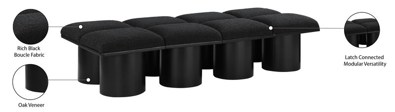 Meridian Furniture Pavilion Black Boucle Fabric Bench