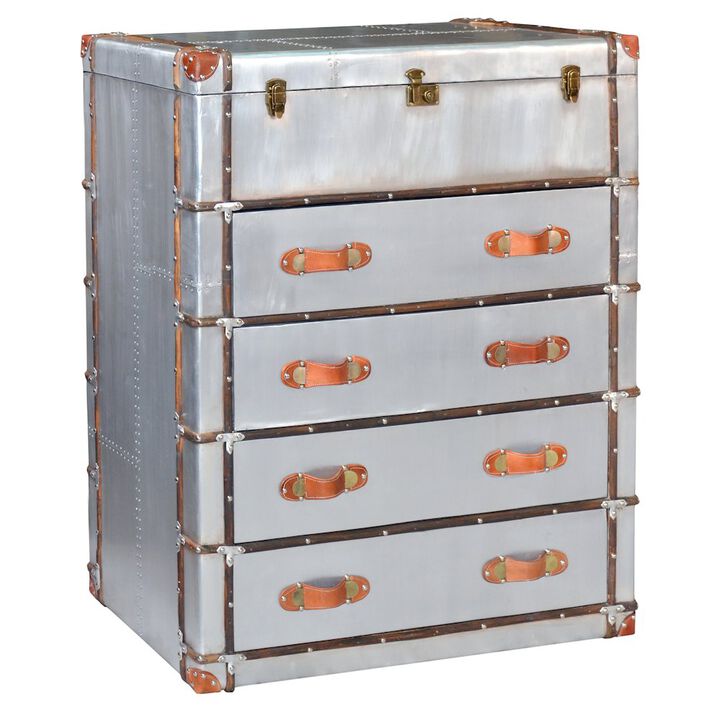 Pilot 4-Drawer Chest with Leather Accents