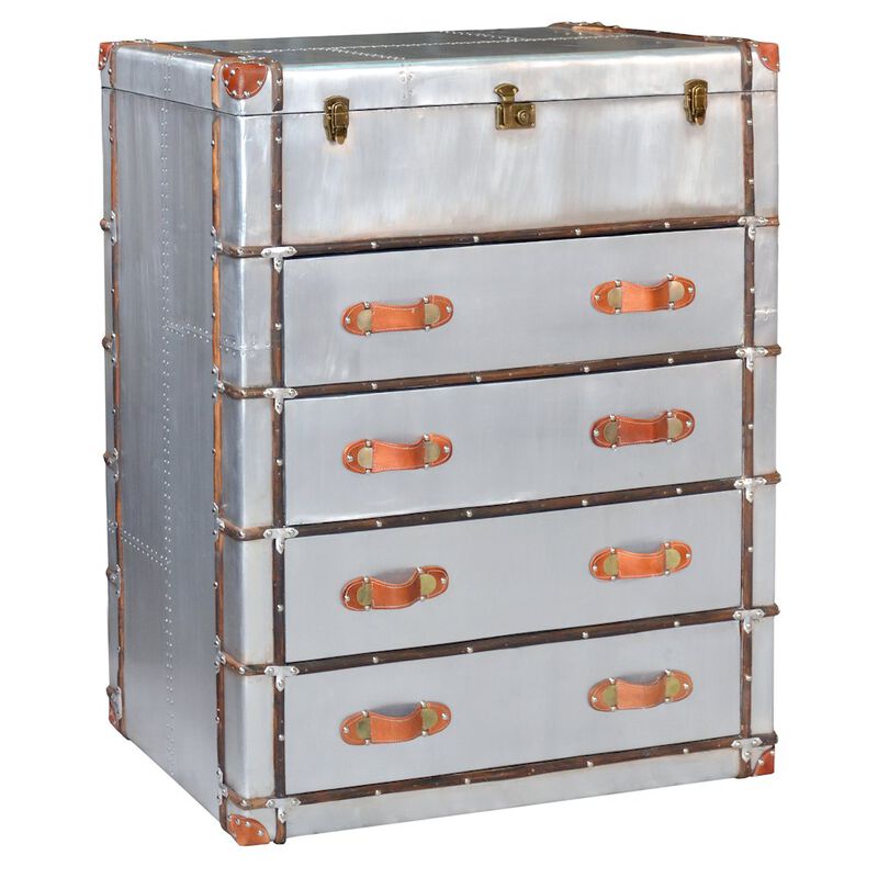 Pilot 4-Drawer Chest with Leather Accents