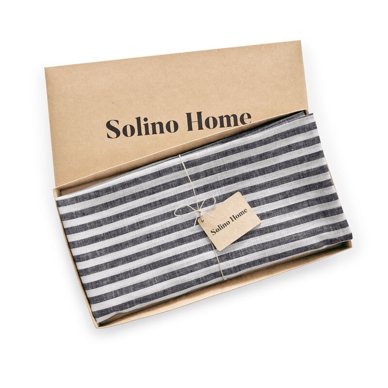 Christmas Linen Round Tablecloth - Amalfi Stripe, Solino Home