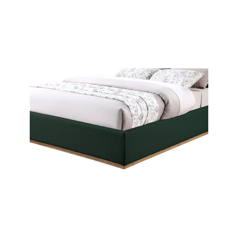 Meridian Furniture Monaco Green Boucle Fabric Full Bed