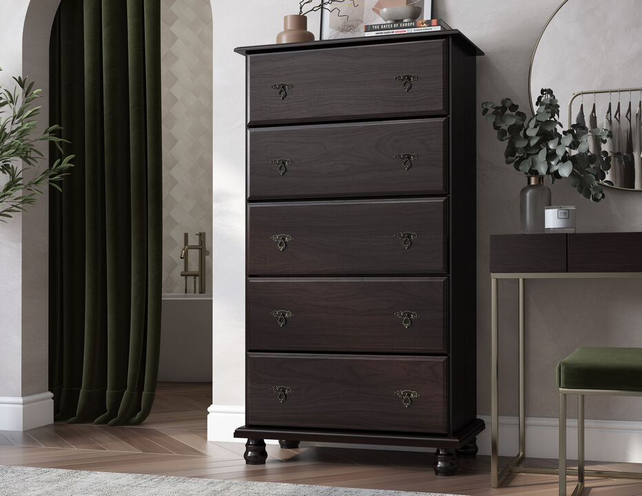 100% Solid Wood Kyle 5-Jumbo Drawer Chest
