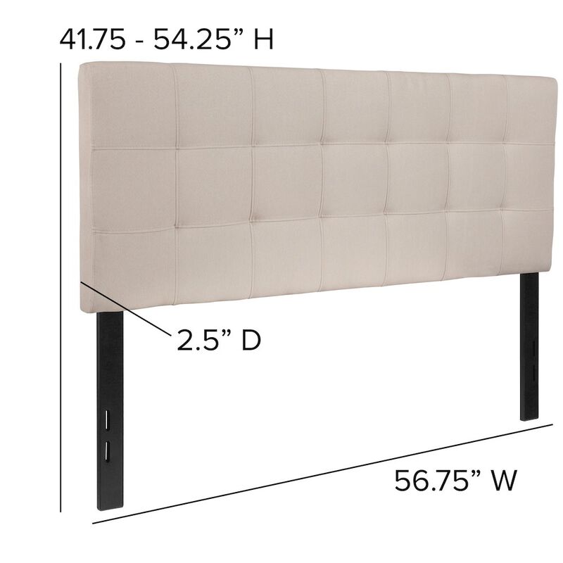 Flash Furniture Tufted Upholstered Full Size Headboard in Beige Fabric image number 2