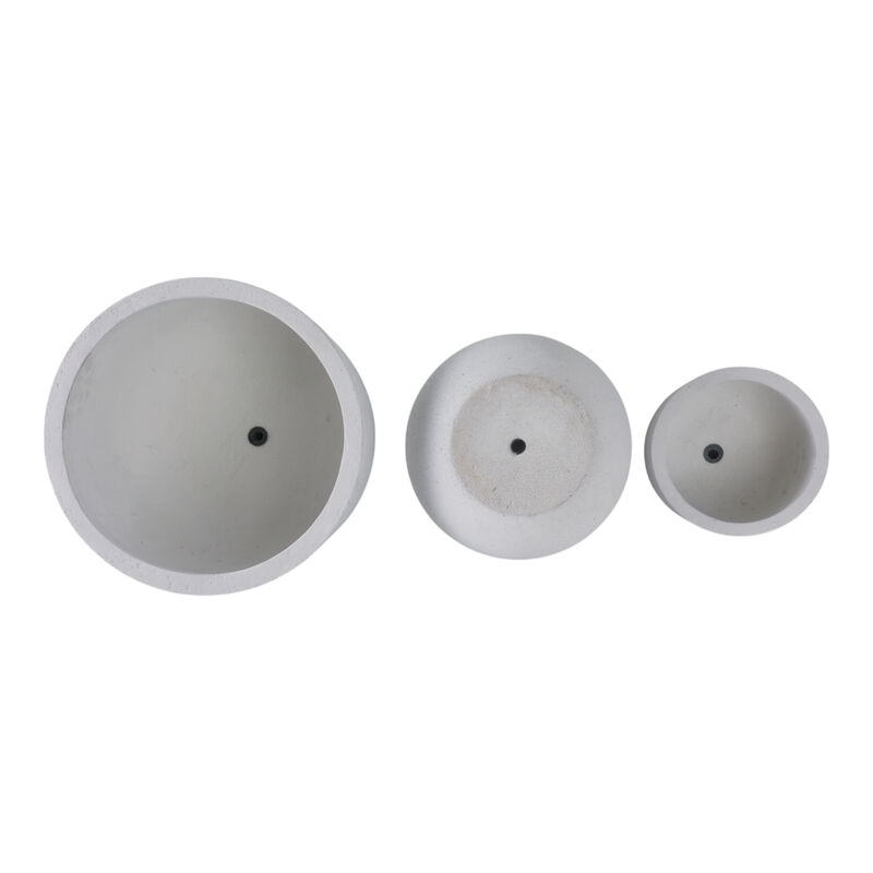 S/3 9/12/15" Rounded Cement Planters, White image number 5