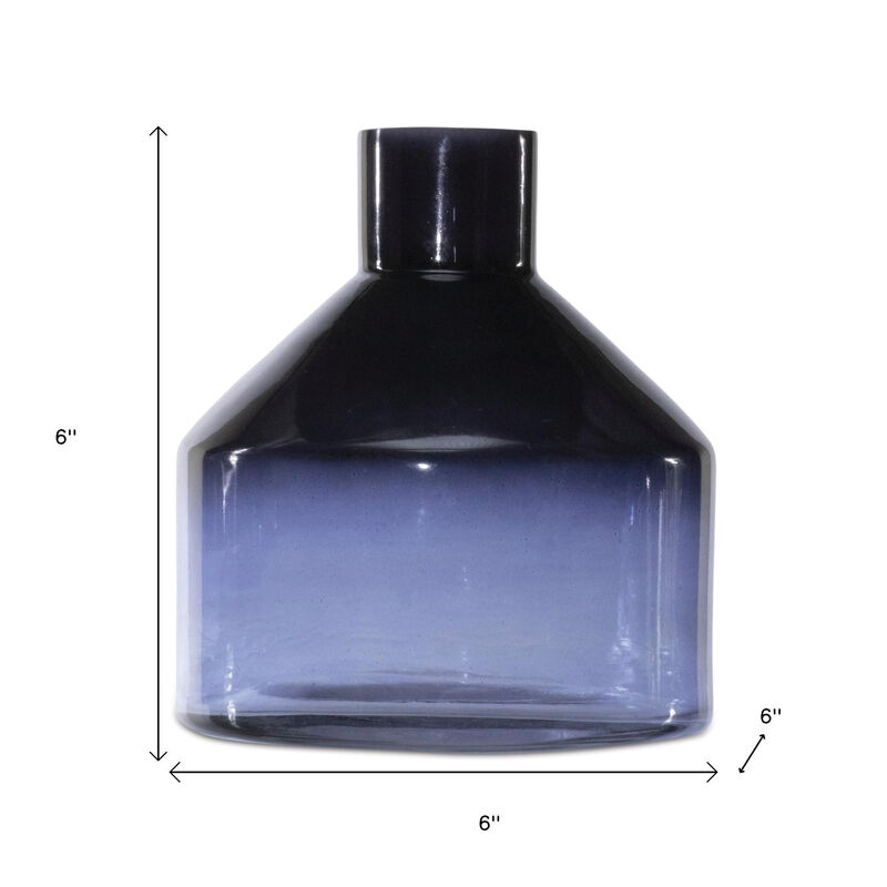 HomeRoots 6" Blue Ombre Glass Round Table Vase image number 3