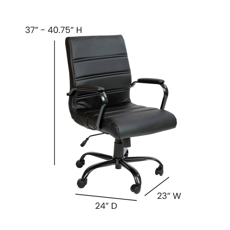 Flash Furniture Mid-Back Black Executive Swivel Office Chair with Black Frame and Arms image number 3