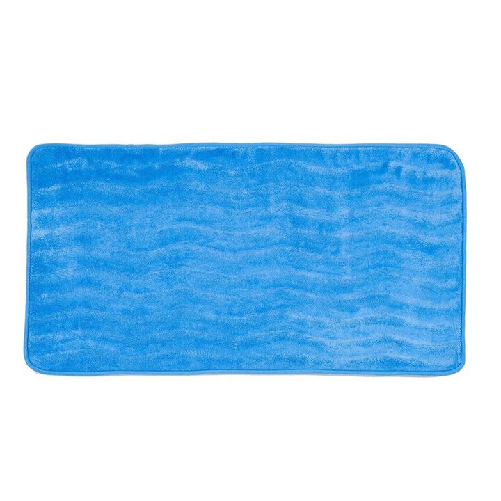 Bedford Home  Microfiber Memory Foam Bath Mat - Blue