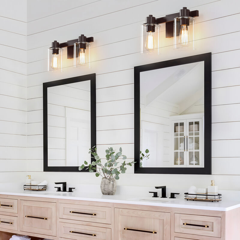 14" 2-Light Dimmable Indoor Wall Sconce with Clear Glass Shades image number 5