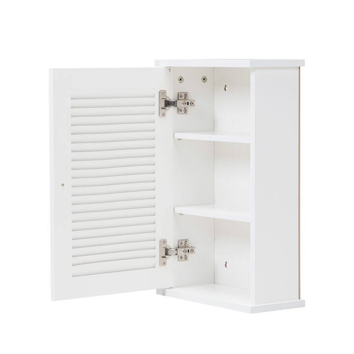Jaxpety Hanging Cabinet with Louvered Doors White