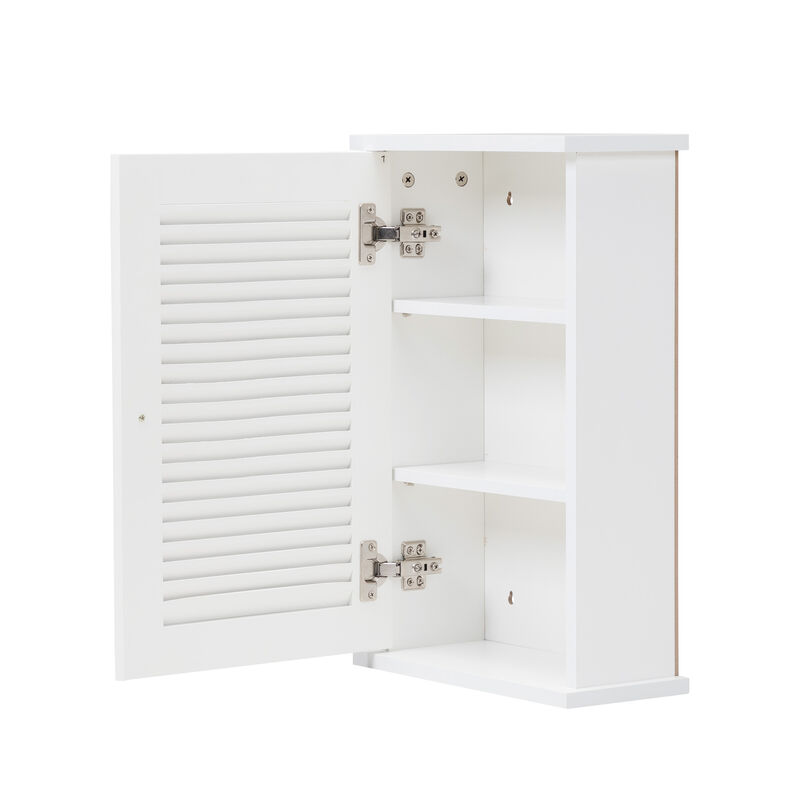 Jaxpety Hanging Cabinet with Louvered Doors White