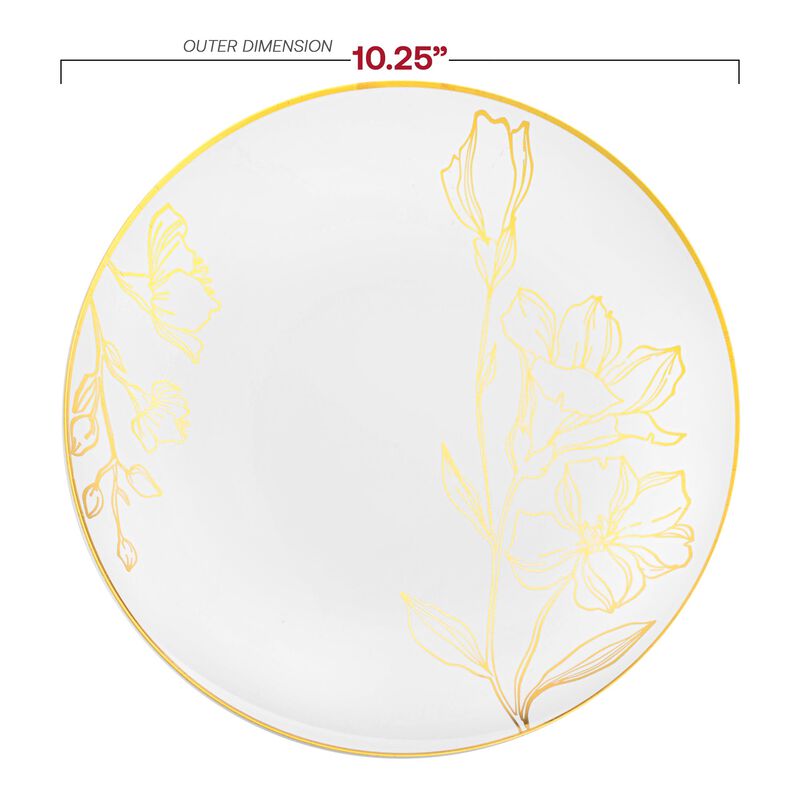 White with Gold Antique Floral Round Plastic Dinnerware Value Set (40 Sets) image number 2