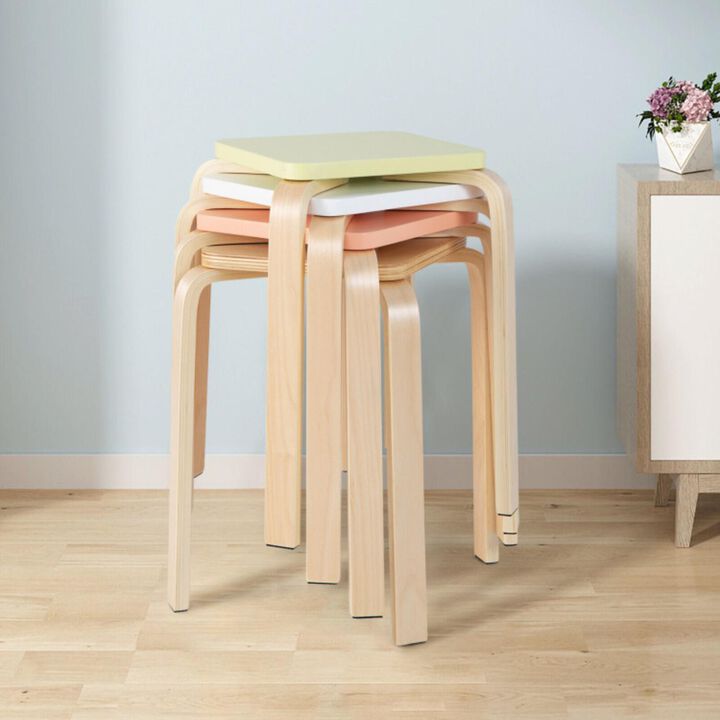 Hivvago Stackable Stools Set of 4 with Square Top and Rounded Corners