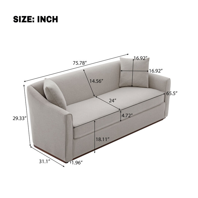 Merax Modern 3-Seater Chenille Sofa with Sculpted Wrap-Around Arms image number 3