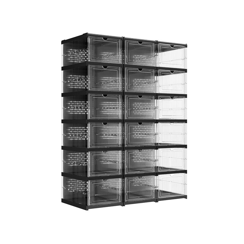 Pack of 18 Stackable Shoe Boxes Transparent