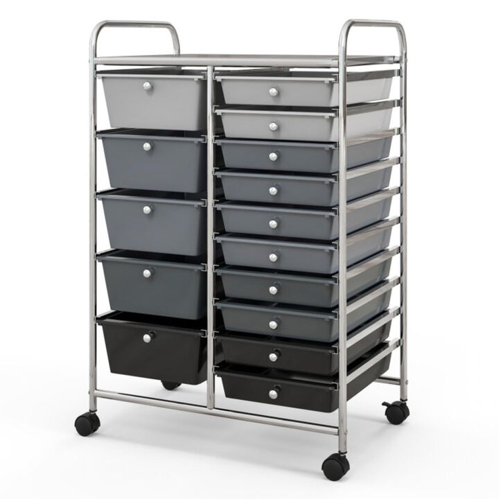 Hivvago 15-Drawer Utility Rolling Organizer Cart Multi-Use Storage