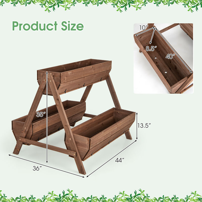 Vertical Raised Garden bed with 3 Wooden Planter Boxes