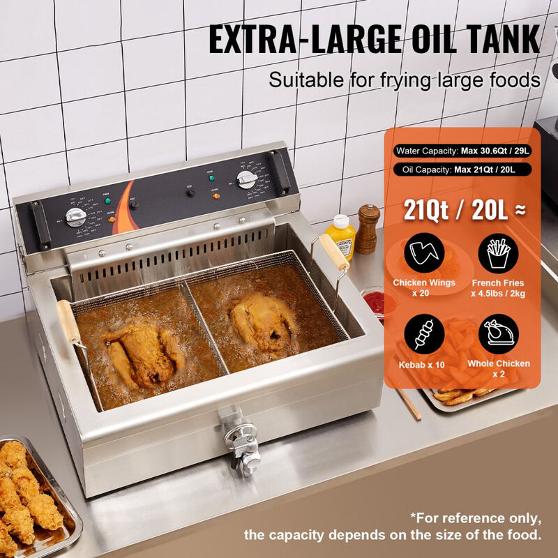 Commercial Countertop Deep Fryer, Large Capacity Stainless Steel, Electric Oil Fryer with Basket-Silver image number 3
