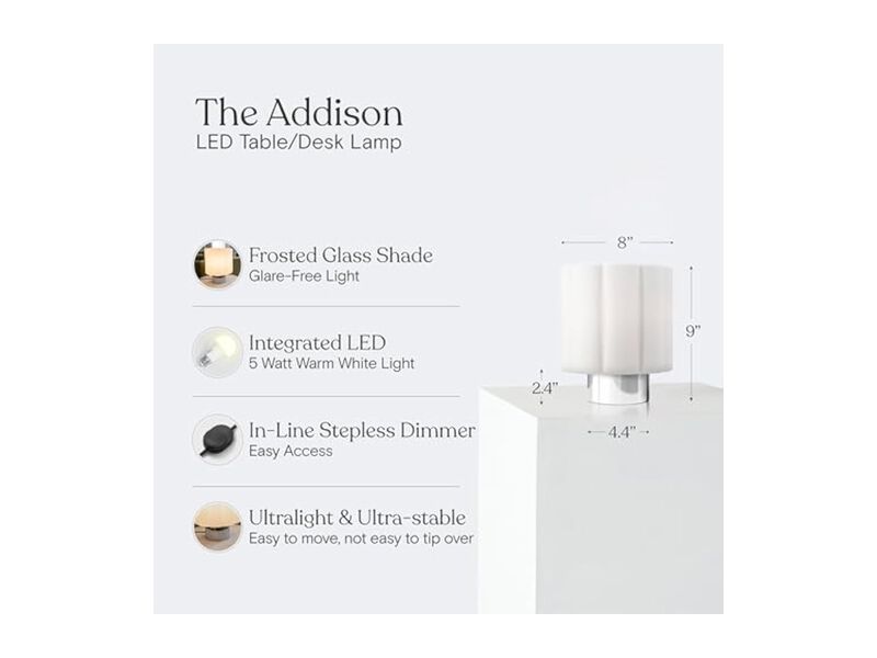 LED Modern Metal Glass Table Lamp For Living Room Bedroom Bedside White image number 2