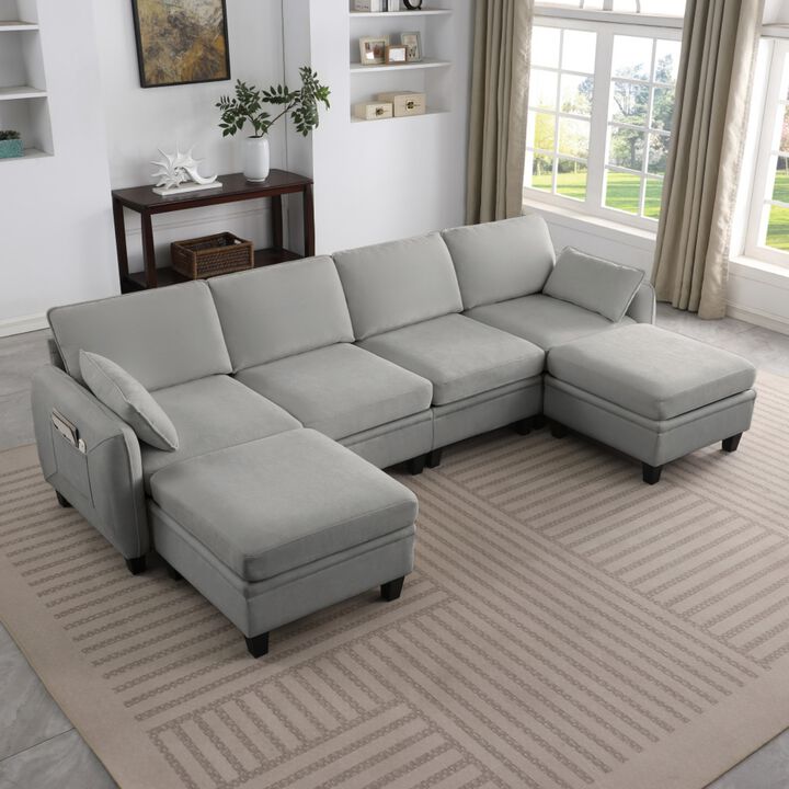 Degvex Chenille Modular U‑Shaped Sectional Sofa