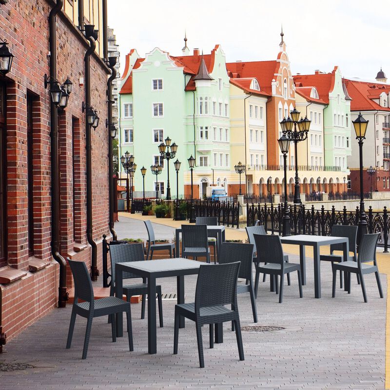 31.5" Coffee Brown Wickerlook Square Patio Dining Table