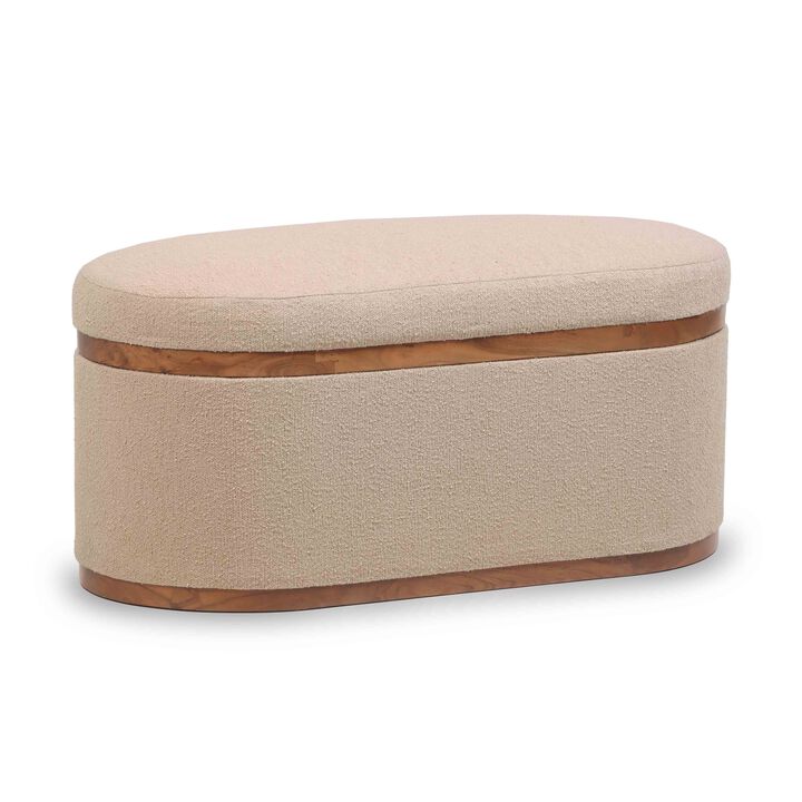 Olivier Peach Boucle Oval Storage Ottoman