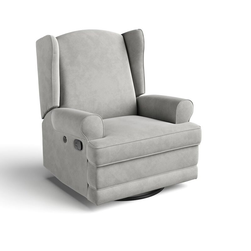 Storkcraft Serenity Wingback Upholstered Recliner Glider - Steel