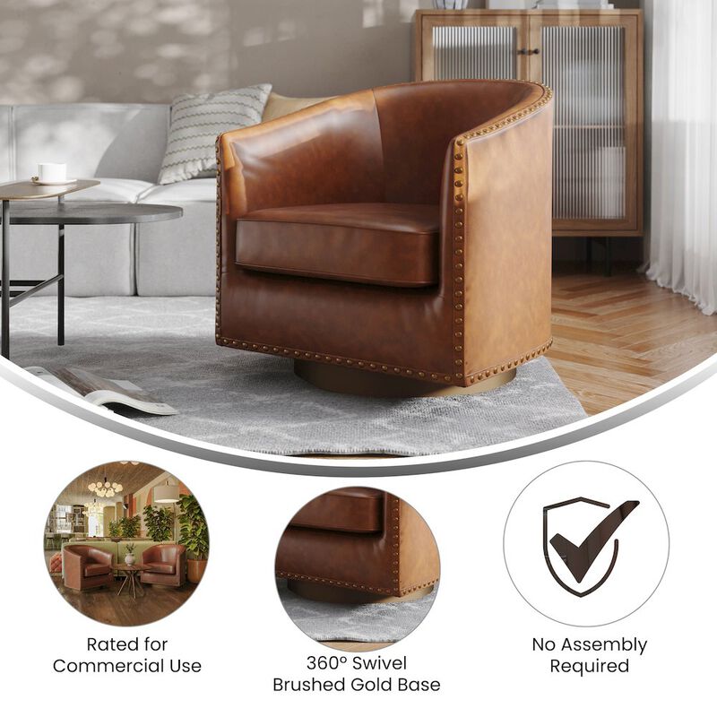 Flash Furniture Barrel Accent Chair, Brown image number 7