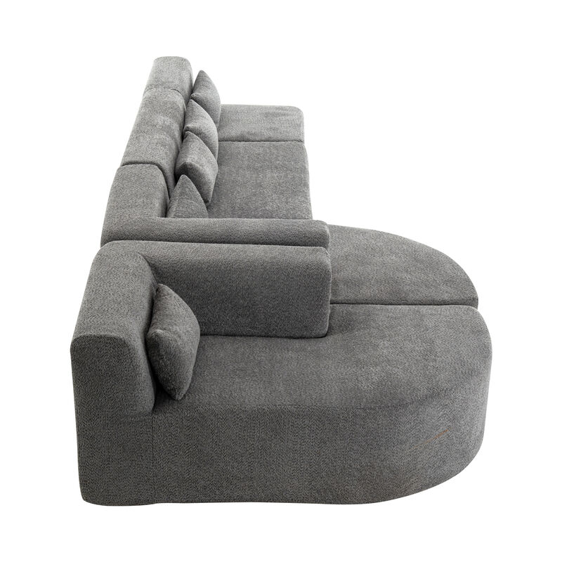 Merax Boucle Fabric Upholstered Sofa Couch with Chaise Lounge