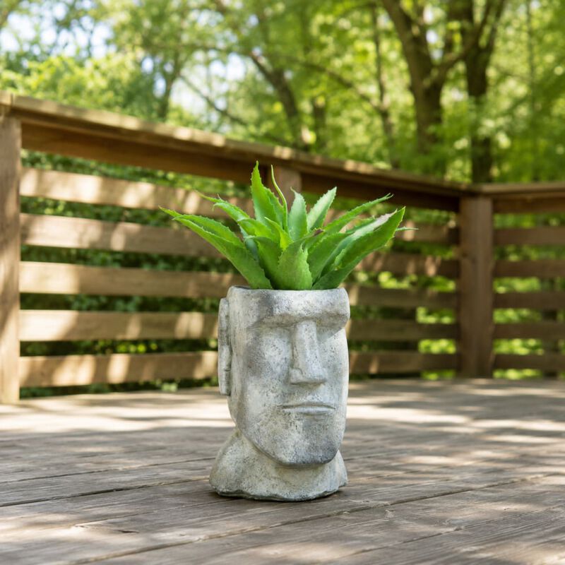 WOW PIONEER Easter Island Cement Planter Statue-Inspired Decorative Plant Holder for Indoor Outdoor Home and Patio Garden Display image number 2