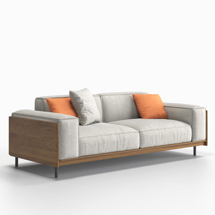 Upholstered Linen Fabric 2-Seater Sofa for Living Room & Bedroom 64.56", Grey