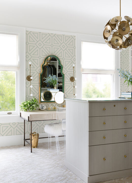 Voltaire Green Beaded Geometric Wallpaper (Set of 2)
