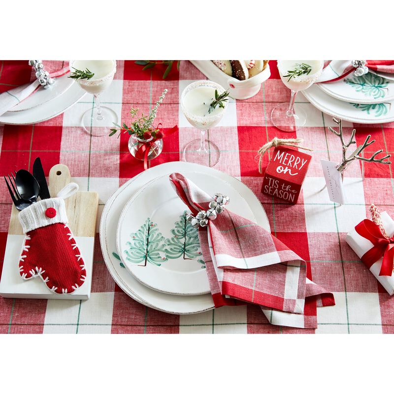 Solino Home Very Merry Plaid 100% Linen Table Runner &ndash; Handcrafted, Machine Washable, Perfect for Holiday and Everyday Dining