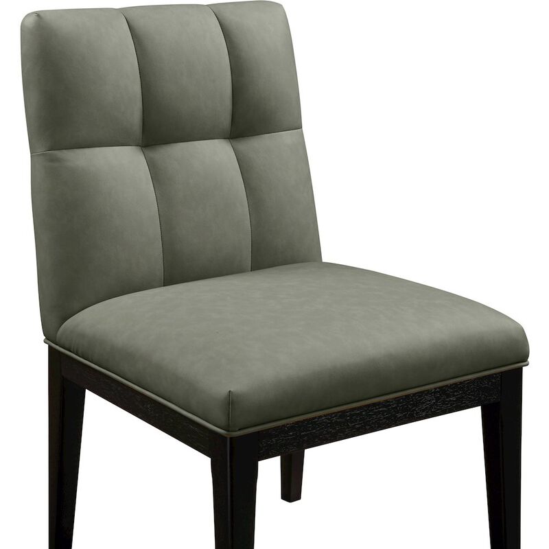 Meridian Furniture Adrian Green Vegan Leather Dining Side Chair, Set of 2
