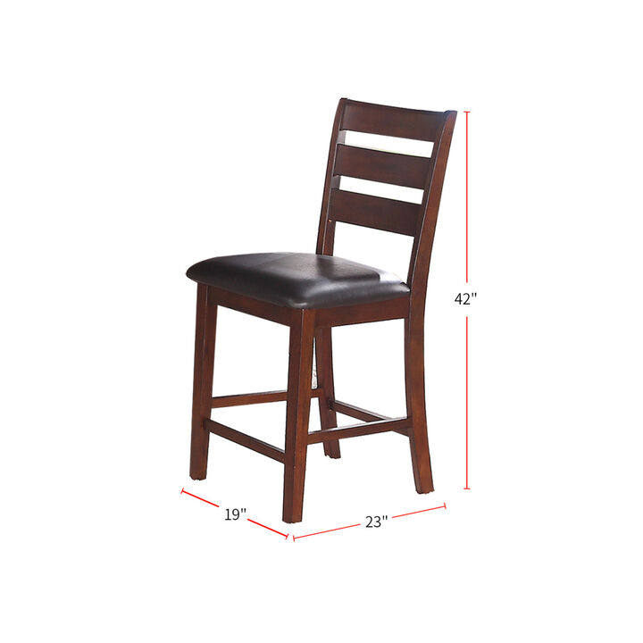 Sara Ladder Back Dining Height Chairs in Brown, Set of 2