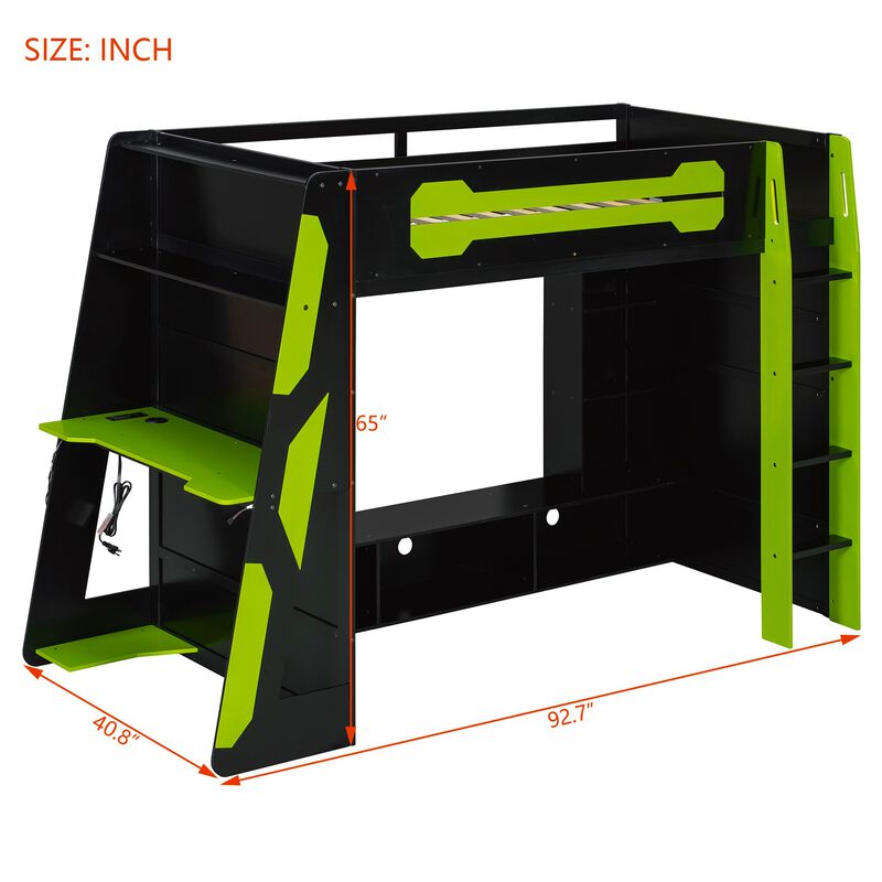Merax All-in-One Esports Gaming & Work Twin Loft Bed image number 4