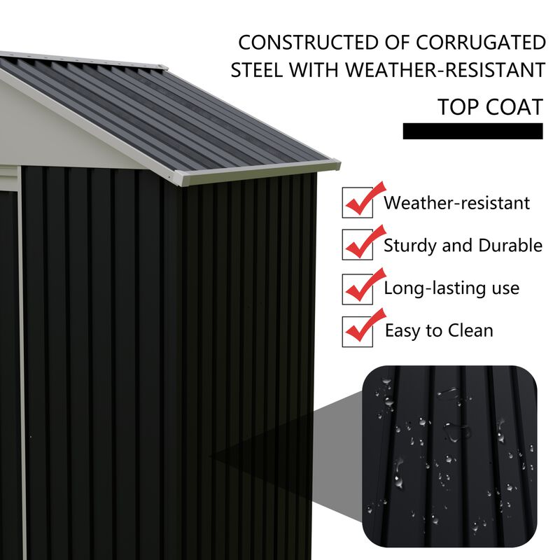 WOW PIONEER 6 x 4 FT Outdoor Storage Shed with Rack and Storage Shelves for Bikes, Gardening Tools, Lawn Supplies for Backyard Patio Use image number 6