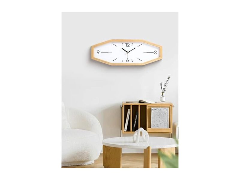 Wooden Retro Rectangular Desk Primary Wall Clock 18 Inch Silent Non Ticking Wood image number 2