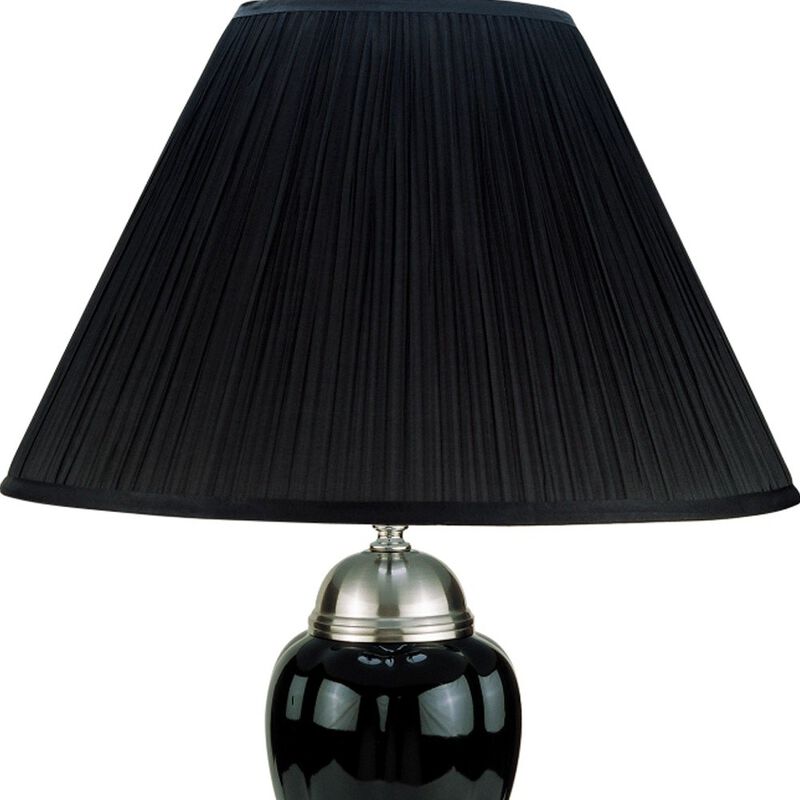 HomeRoots 27" Black and Silver Ceramic Urn Table Lamp With Black Empire Shade image number 2