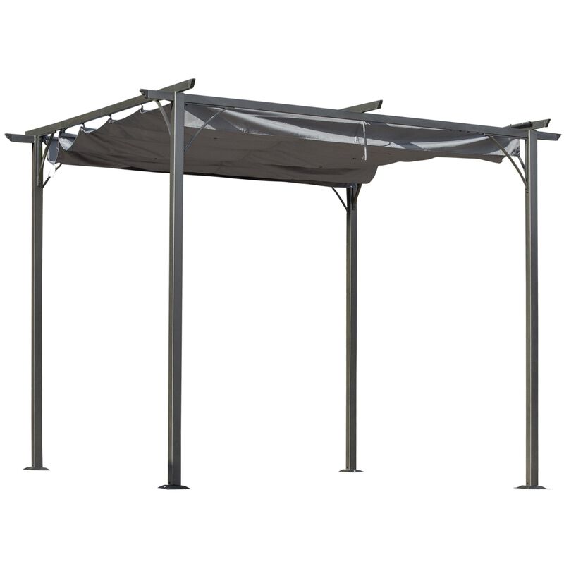 Grey Backyard Shade: 10x10 Retractable Patio Gazebo with UV Protection