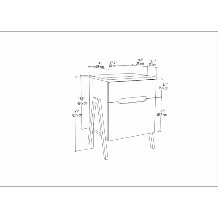 Decorotika Neva Night Stand - Walnut White Black